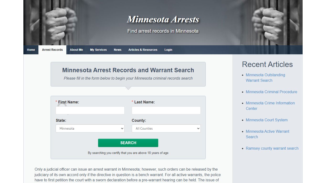 Minnesota Arrest Records and Warrant Search - Minnesota Arrests