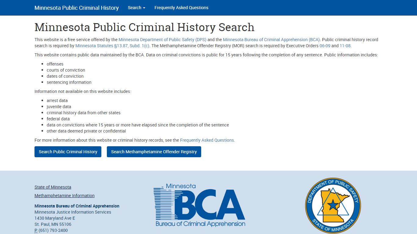 Minnesota Public Criminal History