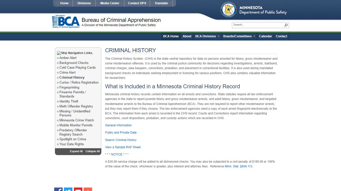 BCA Home - Criminal History - Minnesota